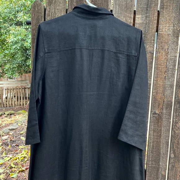 Coldwater Creek 100% Linen Full Button Down Shirt Dress In Black Sz L - Picture 4 of 14